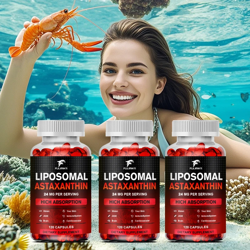 Cápsulas de astaxantina, favorecen la salud de los ojos, la piel, las articulaciones, el corazón y el sistema cardiovascular, inmunitario, antioxidante, acelera el metabolismo