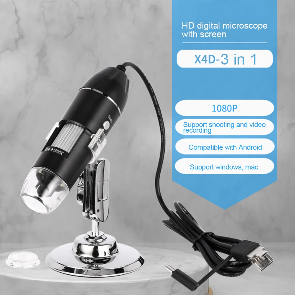 

1600X Digital Microscope Camera 3in1 USB Portable Electronic Microscope For Soldering LED Magnifier For Cell Phone Repair