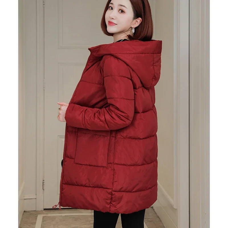 

Women's Winter Coat Fashion Hooded Down Jacket Oversize Long Sleeve Thick Warm Zip Up Outerwear Casual Windproof Parka Clothing