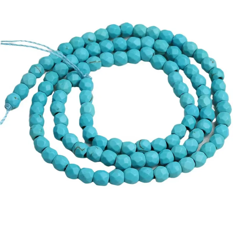 Faceted Blue Turquoises Round Loose Beads 15.5inches 6 8 10 mm Pick Size For Jewelry Making DIY Bracelet Necklace wholesale