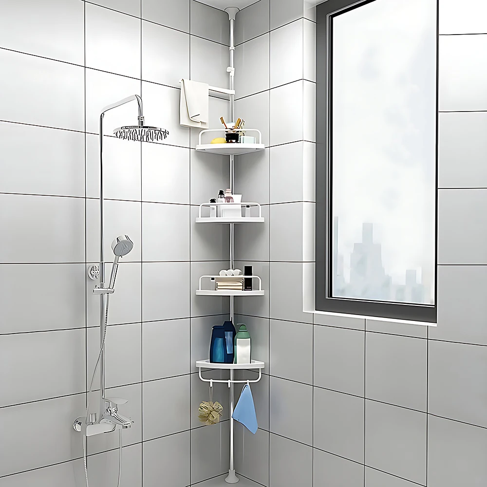 Mensole per vasca telescopiche Mensola per doccia angolare senza foratura Organizer per vasca da bagno, cucina, lavello, regolabile da 105 a 310 cm