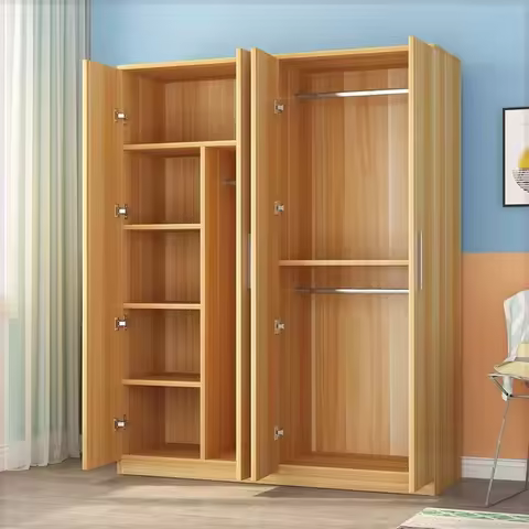 Minimalist Cheap Wardrobe Solid Wood Storage Clothes Shelves Display Wardrobe Partitions Walk In Door Guarda Roupa Furniture
