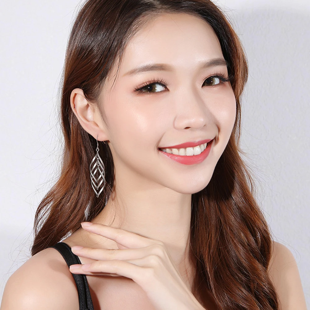 

1 Pair Fringe Drop Earrings Copper Twisted Design For Women Girls Fashion Banquet Jewelry Gift Ear Pendant Accessory