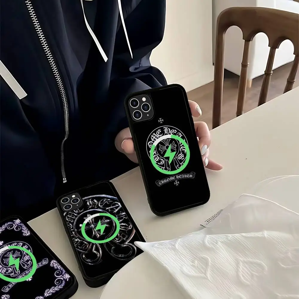 حافظة هاتف كلاسيكية فاخرة C-ChromeS H-Heart حافظة مغناطيسية حافظة هاتف Magsafe لهاتف آيفون 17 Air 16 Pro Max 15 14 13 #3