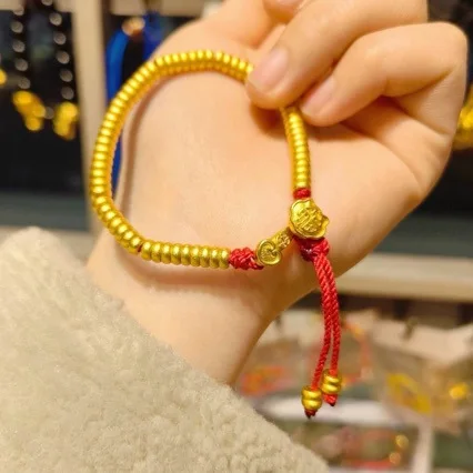 

Women's 24K Gold AU999 Chinese Ruyi Coil Bracelet | Ancient-chiseled with Ming Dynasty patterns, elegant for traditional events