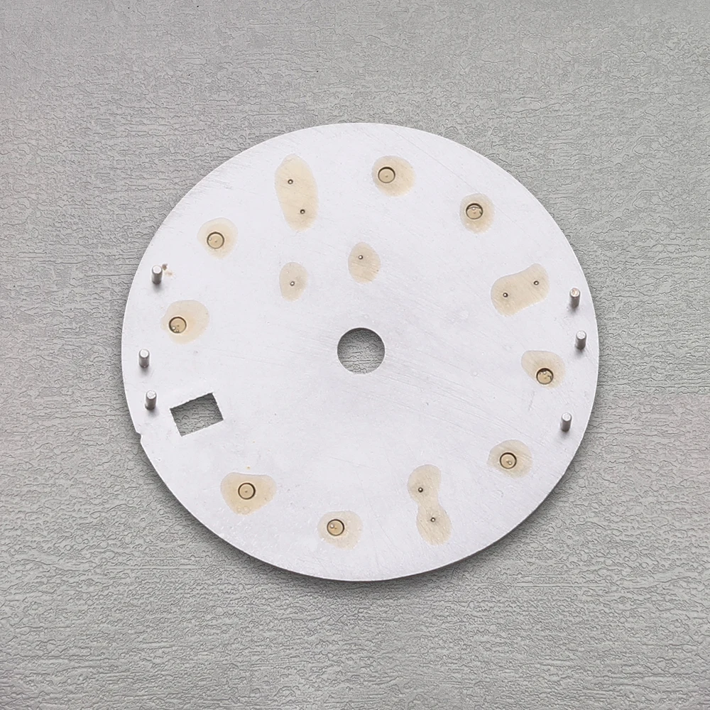 28.5mm S Logo GMT Dial Fit NH34 Movement Green Luminous White Matte Dial Watch Modification Accessories