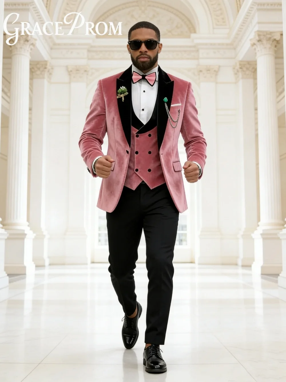 

Solemn Notched Velvet Mens Suit Set 3 Piece Classic Single Breasted Suit Set Includes Jacket Pants For Office Performance Banque