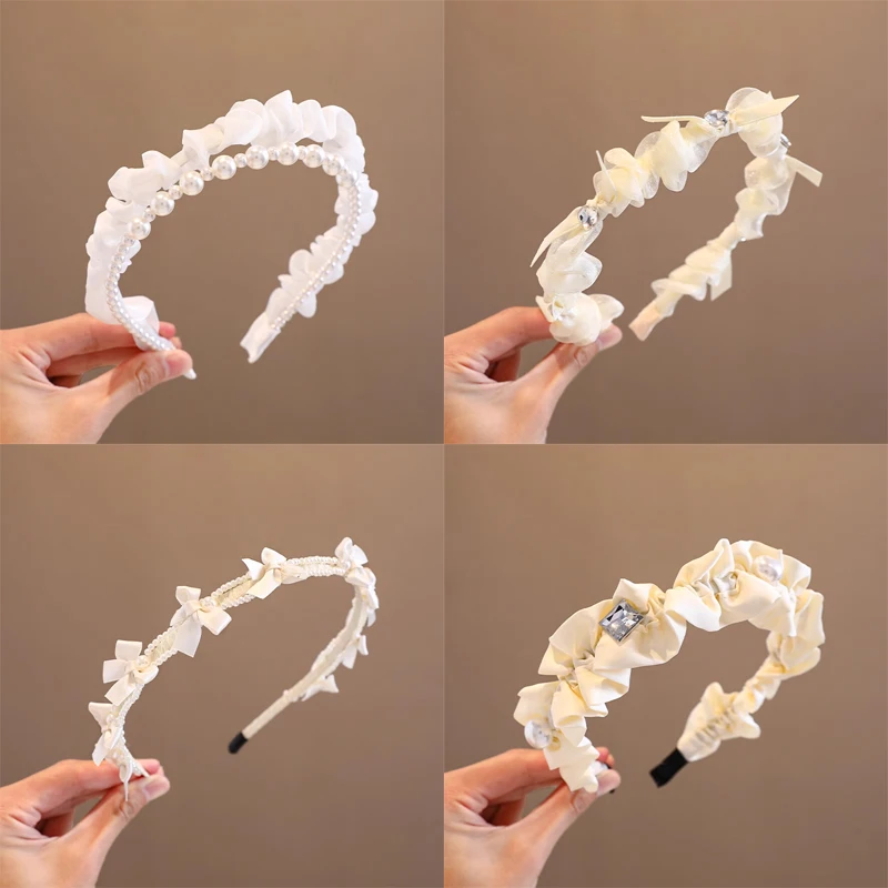 2023 New Children Sweet Shiny Pearl Crystal Rhinestones Cute Headbands Girls Lovely Hair Hoop Hairbands Kids Hair Accessories