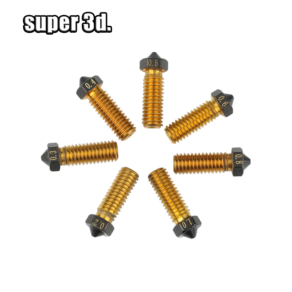 1/2/5 Stück MK8/E3D/Volcano Messing-PTFE-Düse, beschichtet, antihaftbeschichtet, Filament 0,2/0,3/0,4/0,6/0,8/1,0 mm, 3D-Drucker Ender 3, kostenloser Versand – Detail 18