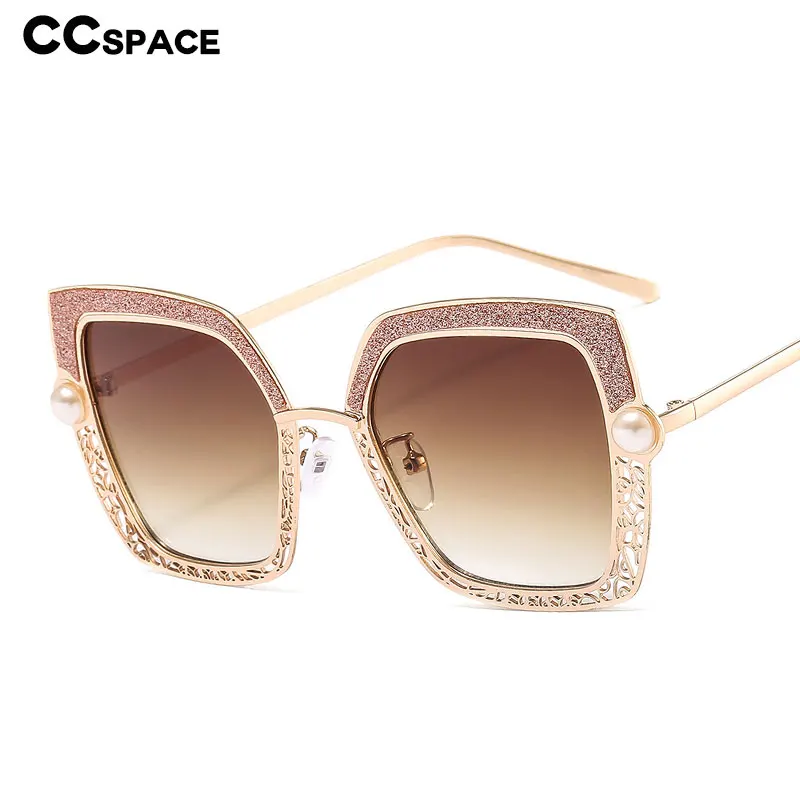 46548 Women Luxury Sunglasses Pearl Hollow Fashion Brand Shades Uv400 Vintage Cat Eye Glasses