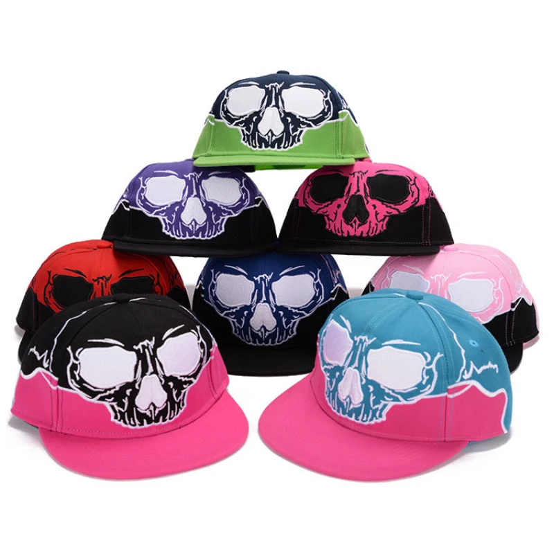 Unisex Embroidered Hip Hop Caps Flat Brimmed Skull Caps for Sun Protection and Street Dancing