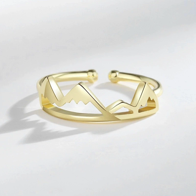 Minimalist Mountain Range Rings Adjustable Open Index Finger Ring for Women Trendy Nature Inspired Stackable Jewelry