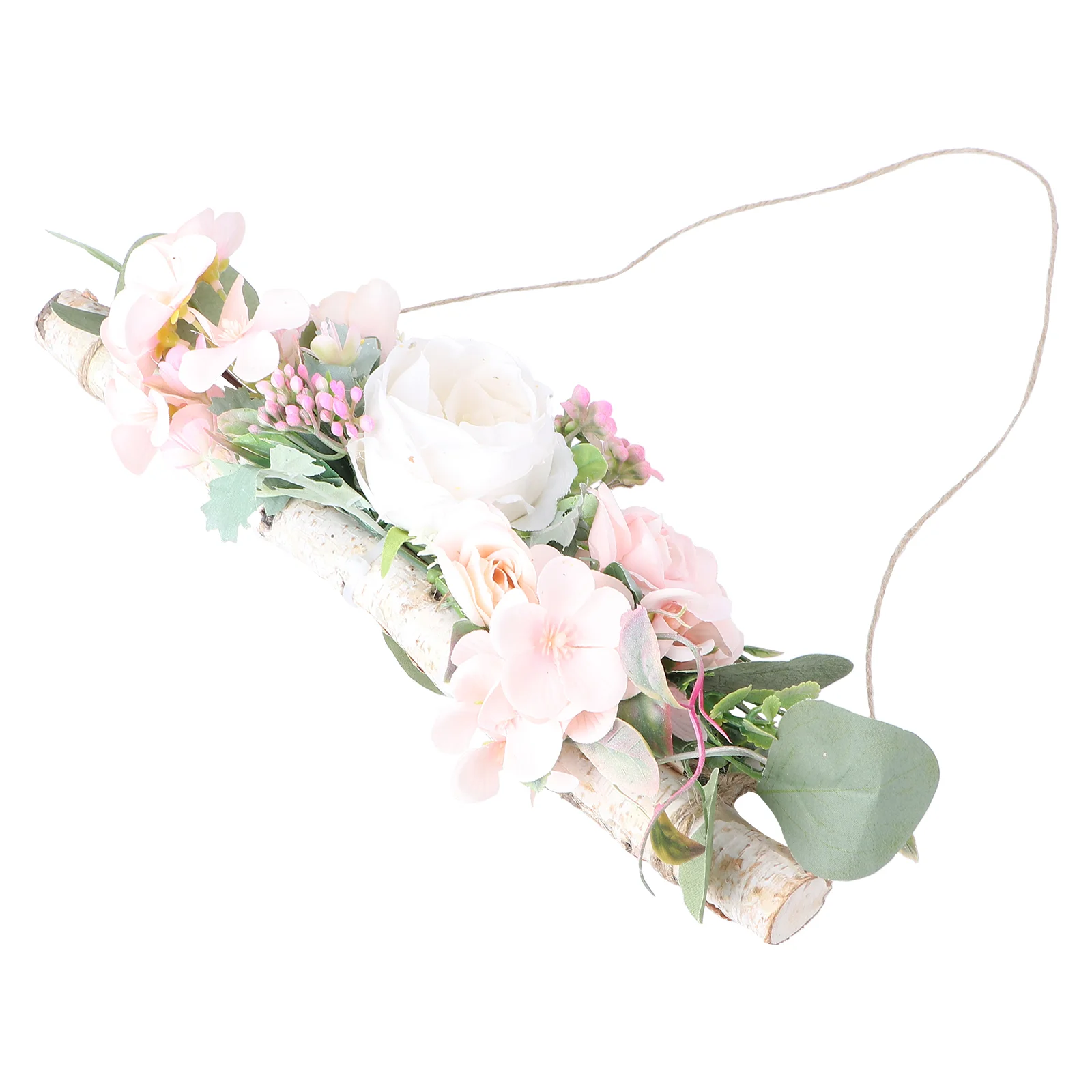 

Door Wall Hanging Flowers Vintage Ornaments Wall-mounted Decor Eucalyptus Pink Wood