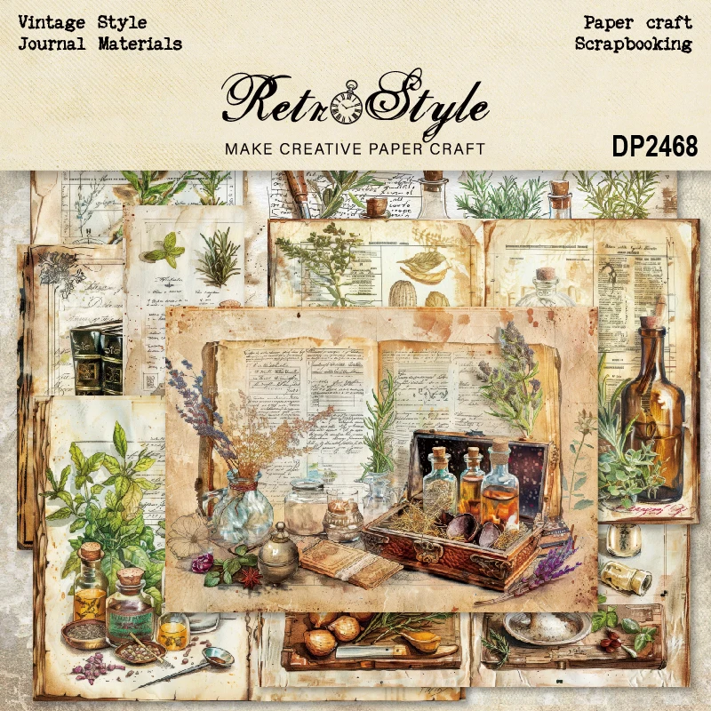 Panalisacraft 8 sheets A5 size Vintage Style Scrapbooking patterned paper Fancy Card Pack Light weight Craft Paper Card