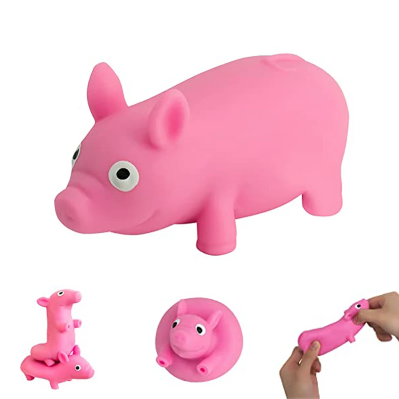 Squishy Pig Stress Squishy Piggie Squeeze Toy Anti-Anxiety Funny Pink Pig Toy Rebound Stress Ball Fidget Toy for Children Adult