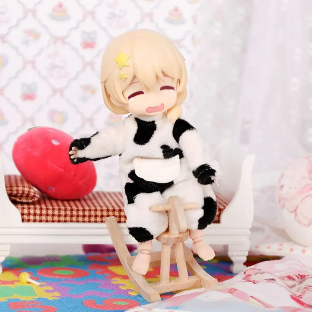 Handmake Cow Pajama Set with Hat Replaceable Cute Plush Pajamas Cow Sleepwear Set