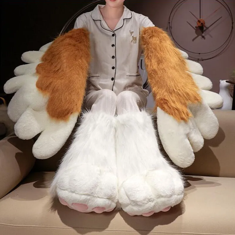 1 زوج أجنحة الطيور فروي أفخم الحيوان مخالب يمكن ارتداؤها تأثيري الدعائم Fursuit زي الوحش Kigurumi الحيوان زي اكسسوارات