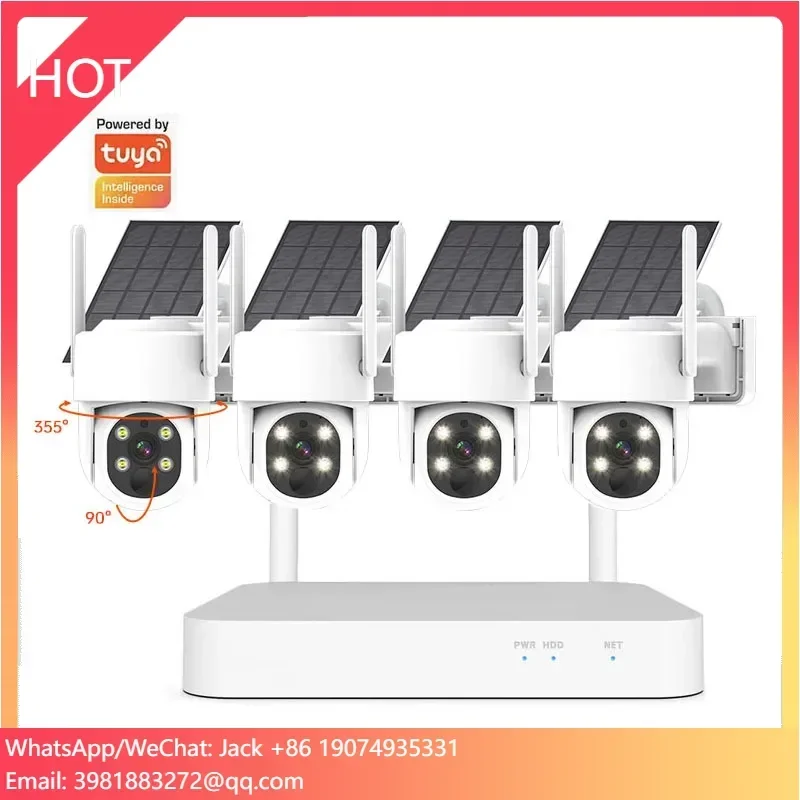Câmera de bateria solar tuya nvr kit pir movimento wifi sem fio ao ar livre 4mp hd cctv sistema segurança câmera ip solar