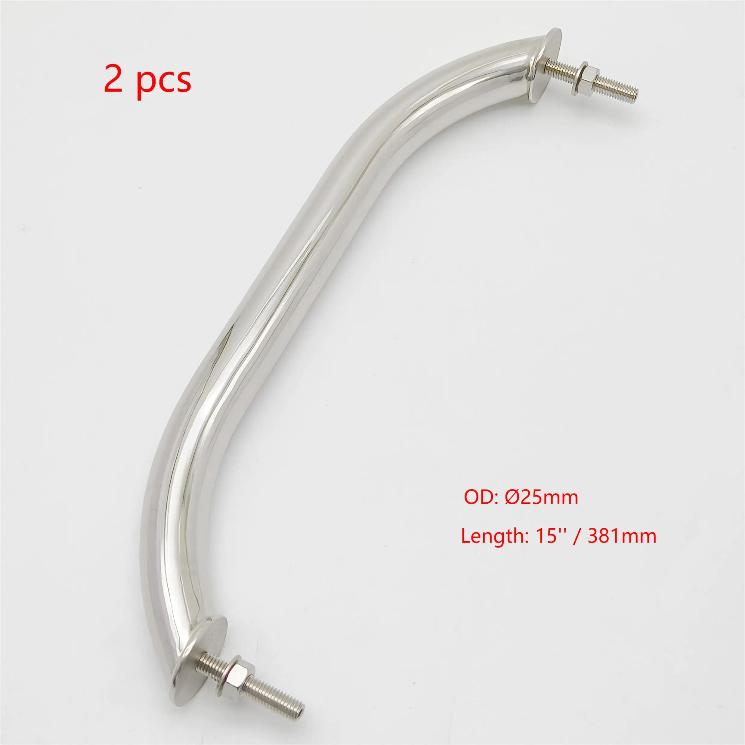 2 PCS 381mm (15 Inch) Door Handle 316 Stainless Steel Grab Rail Handle Boat Mirror Polished