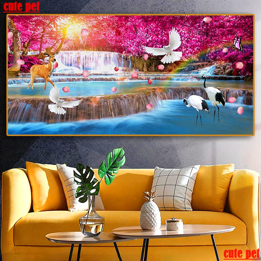 

large Diamond Embroidery sale DIY Needlework Waterfall scenery 5D Diamond Painting Cross Stitch Full Mosaic puzzle Home Decor