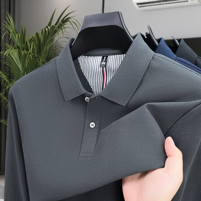 

Высококачественная модная брендовая осенне-зимняя новинка, удобная рубашка-поло из 100% чистого хлопка, мужская деловая повседневная рубашка с длинными рукавами