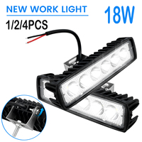 18W Car LED Light Bar 12V 6000K Super Bright Car LED Work Light IP67 Waterproof Flood Spot Light Off Road Head Light Driving