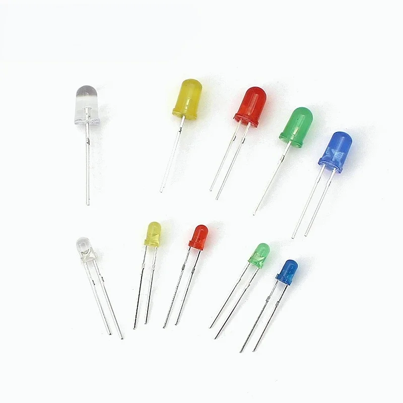 100-200pcs  LED Set Diode Led Kit Box 3MM 5MM F3 F5 Light Emitting Diode White Green Red Blue Yellow DIY Electronic kit