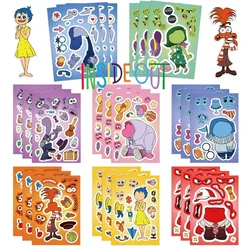 8 Pieces/set Disney Inside Out 2 Cartoon Stickers Cute Anime Figures Joy Anxiety Waterproof Decorative Stickers Children Gifts