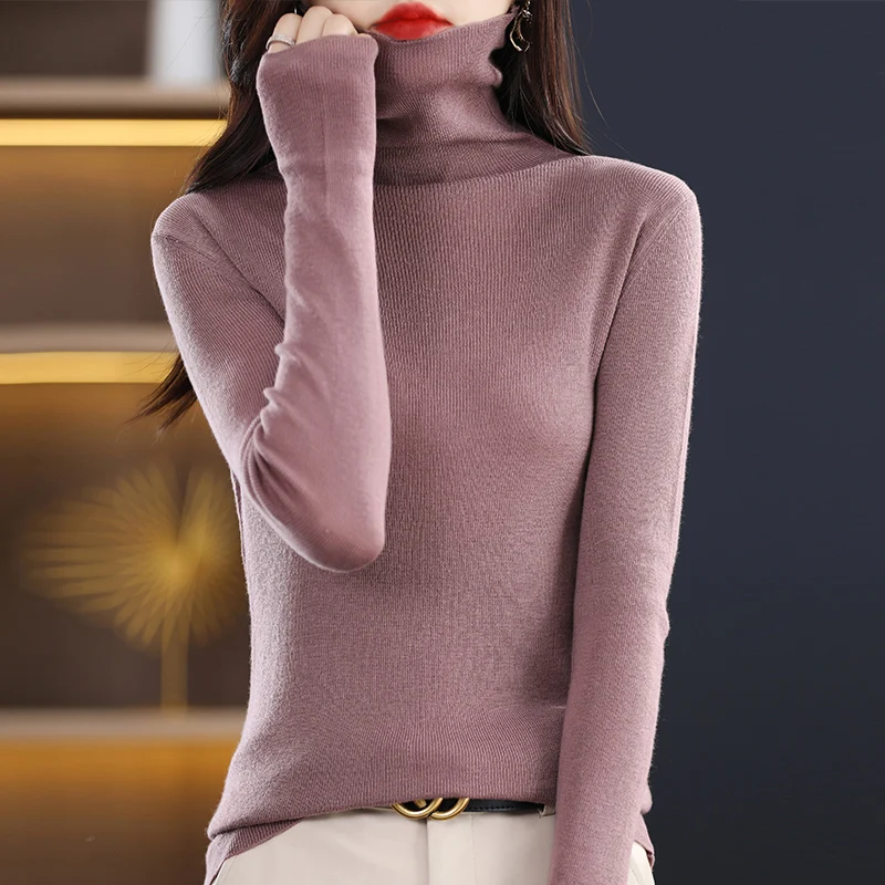 2023 Spring Women\'s Wool Knitted Pullovers High Elastic Cashmere Sweater Lady\'s Grade Up Soft Warm Slim Jumper Thin Tops Autumn