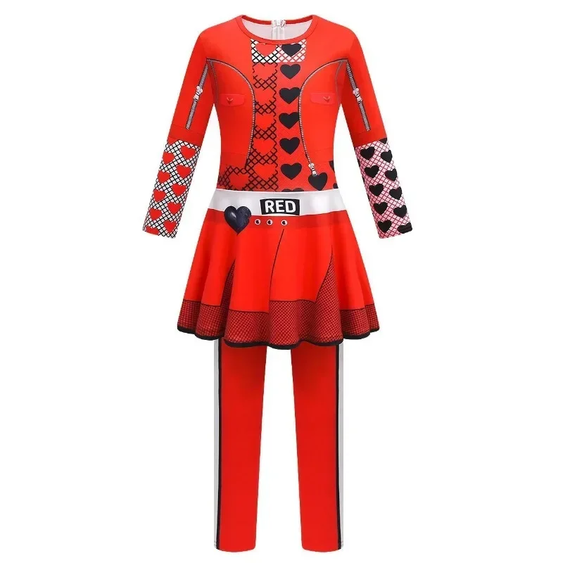 D-Descendants 4 Red Cosplay Costumes D-Descendants Rise of Red Accion Jumpsuit Halloween Carnival Party Dress Up Suit for Kids