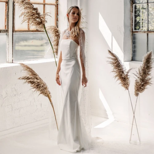 Imagen 2 del producto Velo de capa nupcial con cuentas de perlas, velo de boda, chaqueta Bolero catedral, chal de talla grande para mujer, accesorios de novia, abrigo de boda VG56