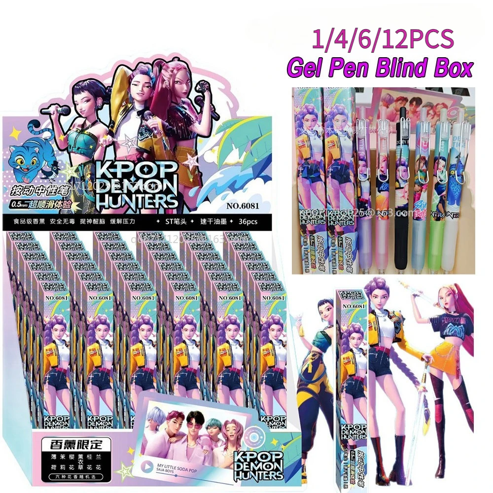 

1/3/6/12 шт. K-Pap охотники на демонов, ручка с черными чернилами, студенческая гелевая ручка для письма, аниме-фигурка, канцелярские принадлежности, учебные принадлежности, подарок 0,5 мм