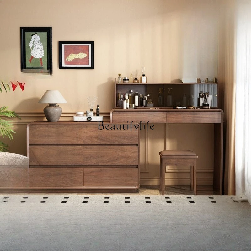 

**All solid wood dresser chest integrated telescopic modern simple style