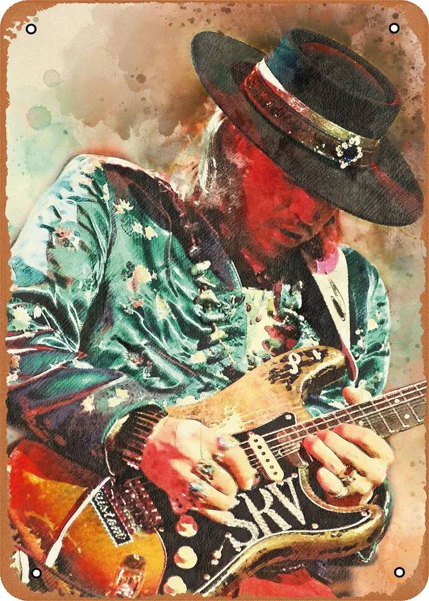 EICOCO Rock Stevie Ray Vaughan Plaque Poster Metal Tin Sign 8