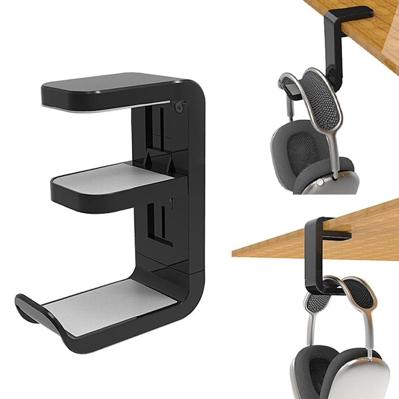 No Punch Gaming Headphone Stand Headset Hook Holder, Hanger Mount with Adjustable 360° Rotating Arm Clamp, Desk Mount Universal