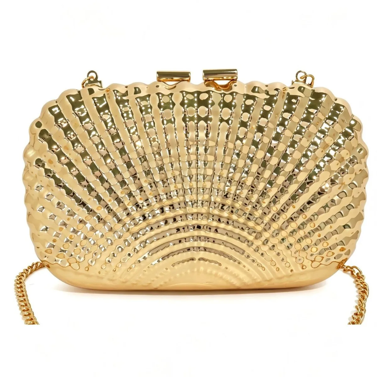 Shell pattern clutch bag 2026 gold texture dinner bag temperament celebrity shoulder messenger women's bag light luxury