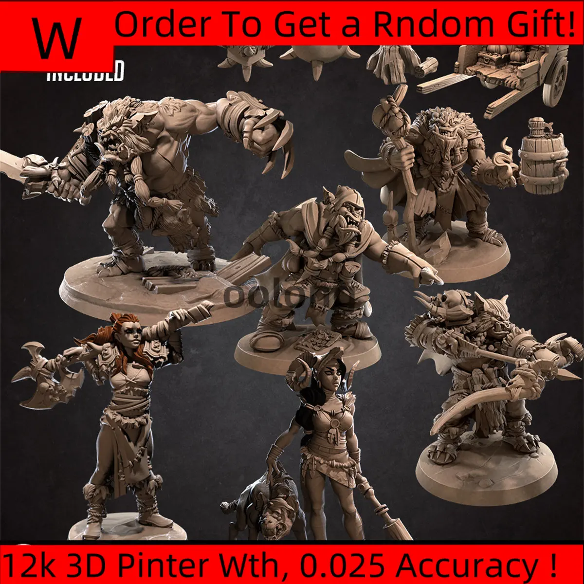 Miniature Resin Model Bear Goblin Vs Human Predator, Hunter, Priest, Hunter Dnd War Chess Unpainted