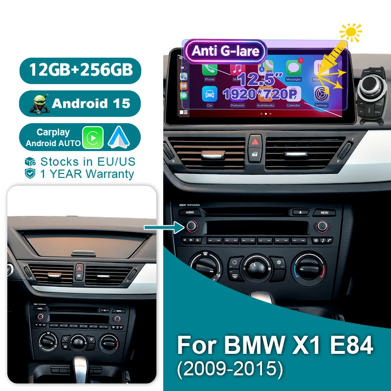 Wondefoo 12.5” Touch Screen Android 15 Auto Car Radio Wireless Carplay Accessoriy Stereo For BMW X1 E84 CIC iDrive 2009-2015 Bluetooth Autoradio Navigation Multimedia Player 2 DIN GPS