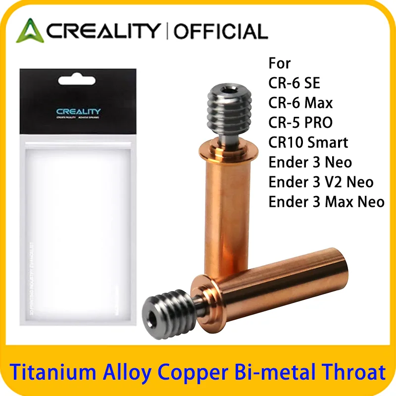 2 Piezas Creality CR6 SE/Ender 3, Garganta Bimetálica de Aleación de Titanio y Cobre, Garganta Bimetálica con Protección Térmica para Ender 3 V2 Neo/CR10 Smart