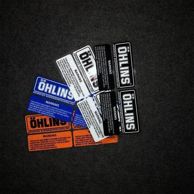 2 ألوان عاكسة OHLINS تعليق صدمة ملصقات دراجة نارية تعديل الشارات ملصقات الدراجة ملصقات عاكسة