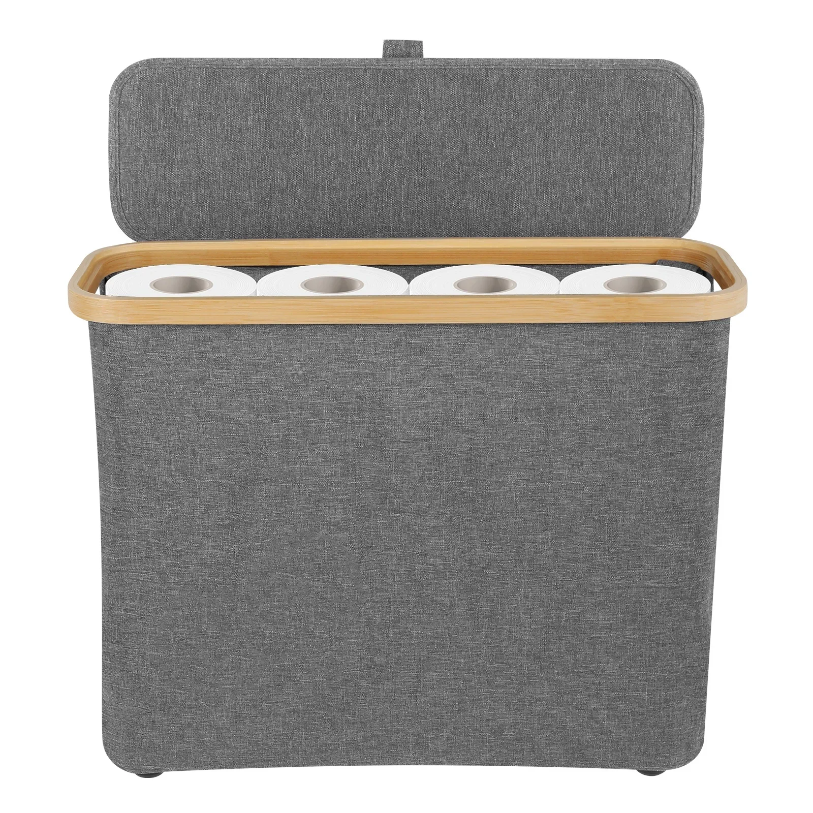 

Bathroom Organizer Basket Large Capacity Toilet Paper Storage Basket with Wood Lid Foldable Multifunctional Toilet Paper Storage