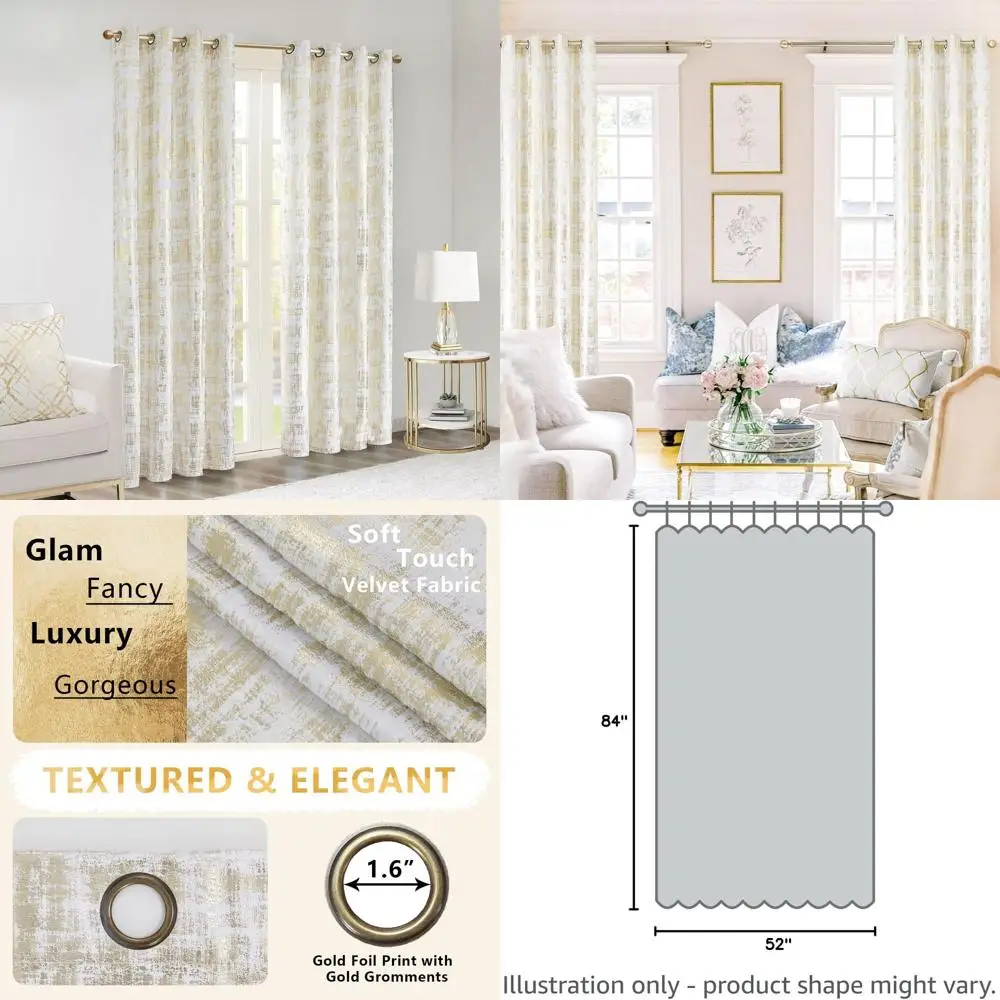 

Современные металлические бархатные шторы, длина 84, комплект из 2 панелей для гостиной и спальни, затемнение комнаты, роскошная текстура