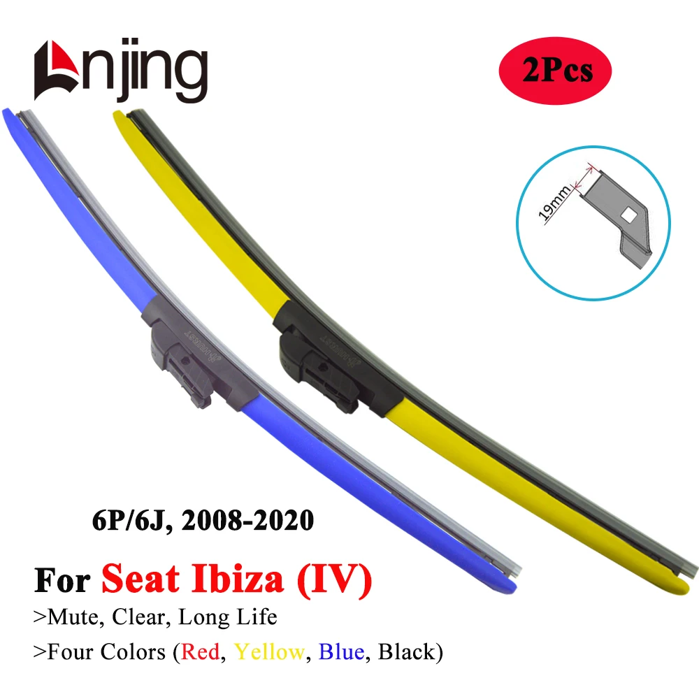 

LNJING Colorful Car Wiper Blades For SEAT Ibiza 4 ST SC Sportcoupe 6J 6P 2008 2009 2010 2011 2012 2013 2014 2015 2016 2017 2018