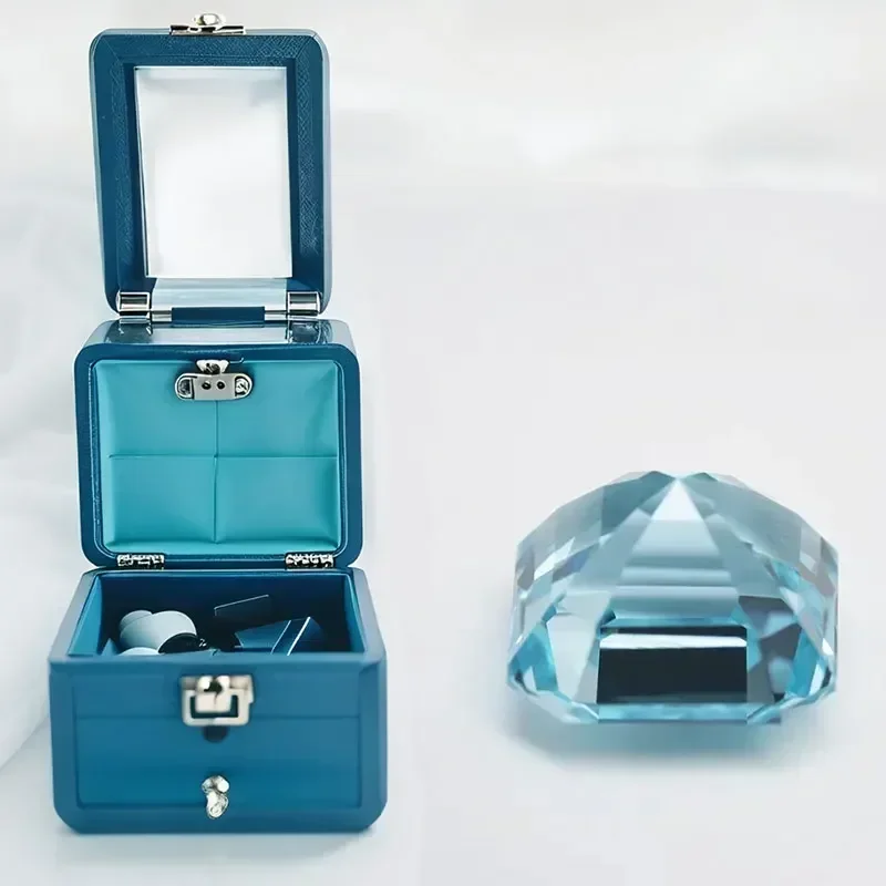 Aquamarine Color Lab Grown Sapphire Asscher Cut DIY Ring Necklace Earrings Main Materials Extremely Shiny Quality Cert