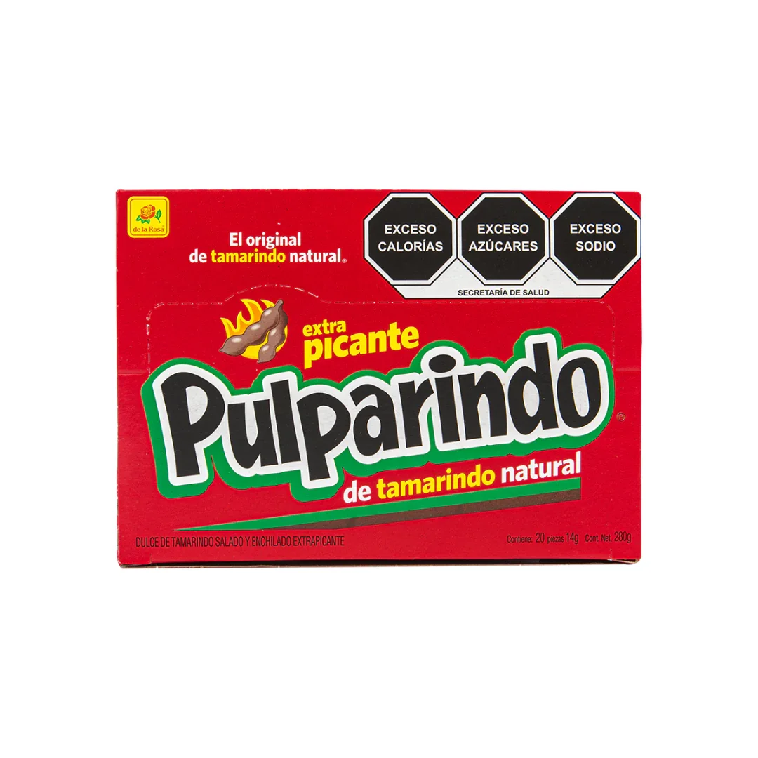 Of the Extra spicy pulparind rose of Tamarido display of 20 units! 280gr/10oz-sweet tamarind salted and enchilado