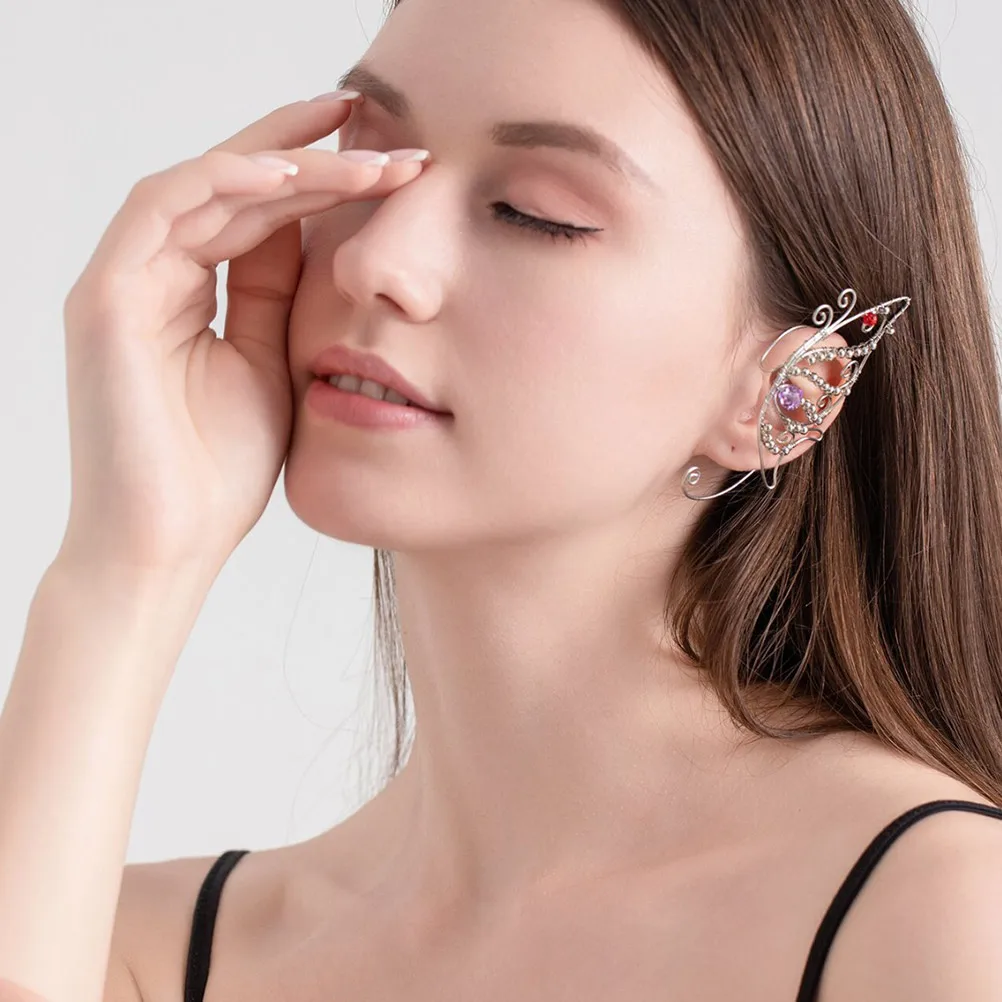 

Beaded Butterfly Non Pierced Cuff Fairy Fairy Ears Accessories Women Rhinestone Zinc Alloy Cosplay Elf Earrings