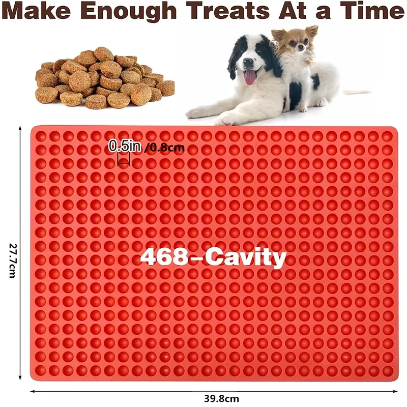 468-Cavity Mini Round Silicone Mold Semi Sphere Gummy Candy Chocolate Chip Candy Molds Non-Stick Pet Dog Treat Baking Mat