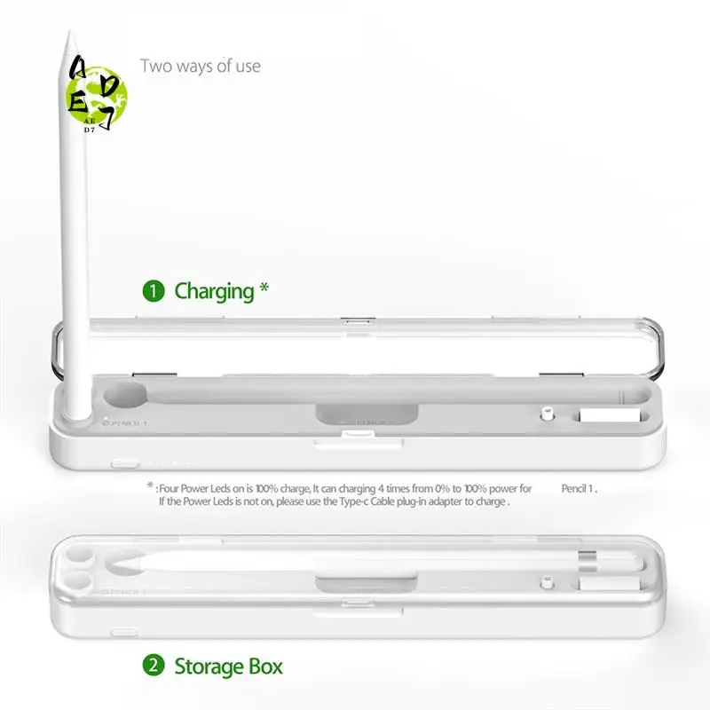 

AED7-для карандаша 1/2, стилус 2 в 1, пенал с беспроводной зарядкой, стилус, портативный пенал