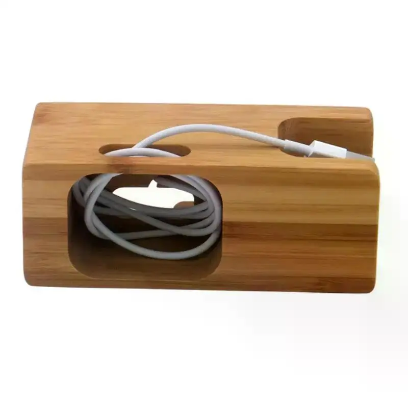 Dock di ricarica per Apple Watch Phone Stand Station supporto per caricabatterie con Base in legno per Apple Watch IWatch IPhone Bamboo