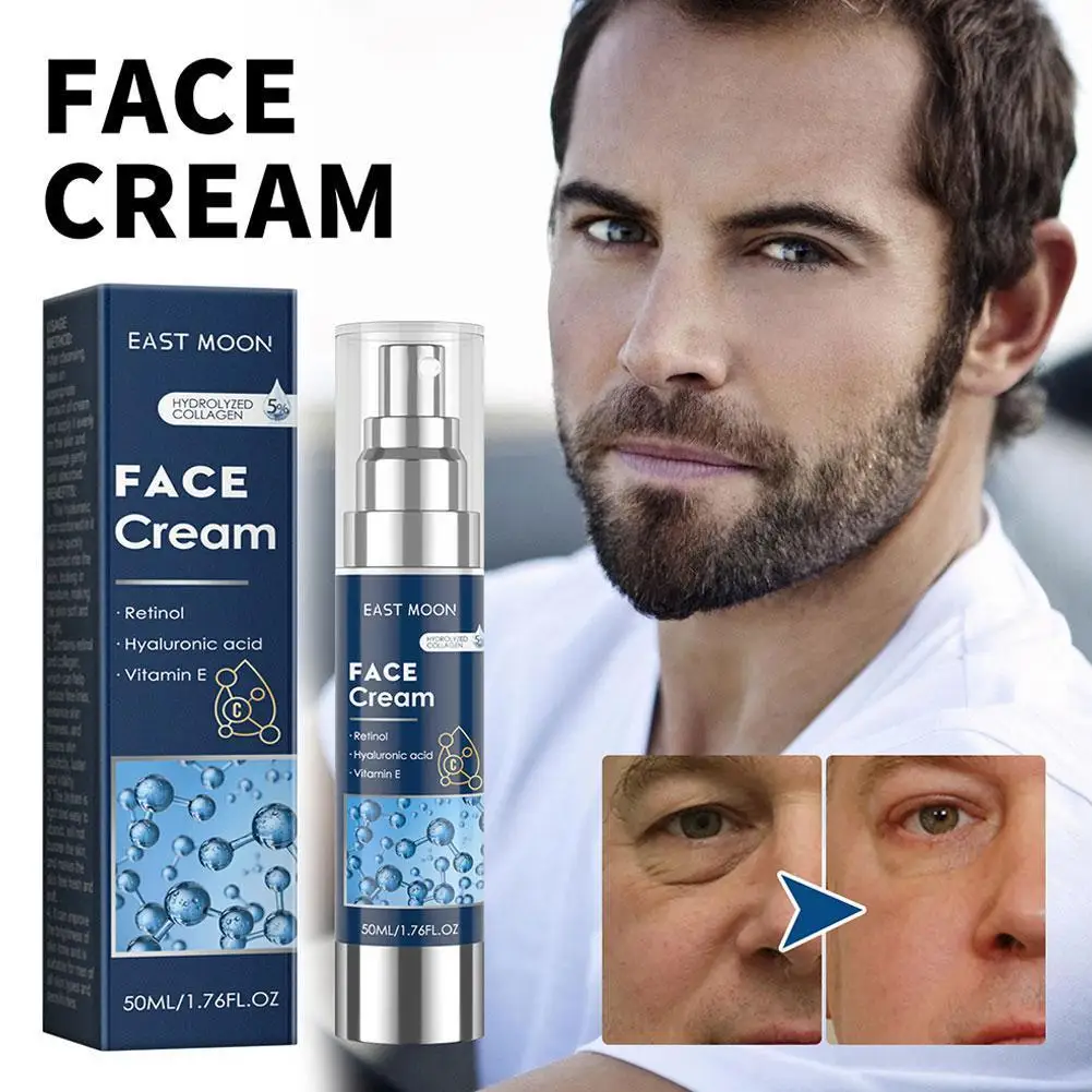 50ml 6-in-1 Men Facial Moisturizer Cream Hydrating Revitalizing Skin Care Particle Face Cream With Collagen Anti Aging & Wrinkle